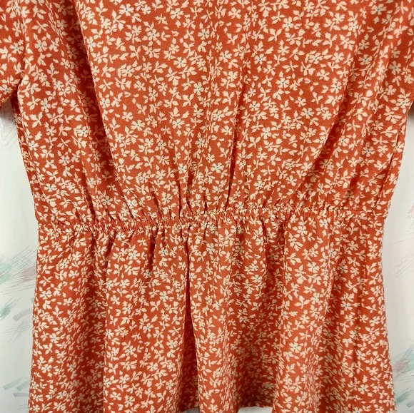 Monteau Orange Floral Print Blouse - Picture 9 of 10